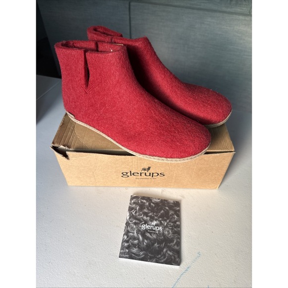 Glerups Shoes - Glerups Felted Wool Ankle Boots w/Rubber Soles Sz EU 45 US 11 Cranberry DENMARK